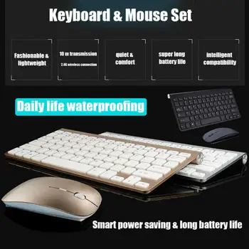 

1200 DPI 2.4G Wireless Keyboard and Mouse Mini Multimedia Keyboard Mouse Combo Set For Notebook Laptop Mac Desktop PC TV Office