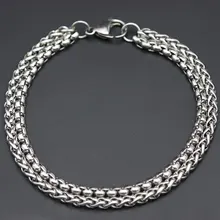 Серебряный браслет из нержавеющей стали 316L двойной браслет 2,5 мм 3 мм 4 мм 5 мм Фонари ожерелье браслет для женщин мужчин девочек и мальчиков