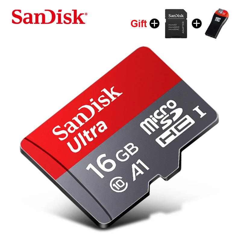 Sandisk Micro SD карта класс 10 TF карта 16 гб 32 гб 64 гб 128 гб карта памяти A1 MicroSDHC флэш-карта бесплатный адаптер - Емкость: 16 ГБ