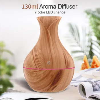 

USB Wood Grain Ultrasonic Air Humidifier Essential Oil Diffuser For Home Use Aroma Diffuser Aromatherapy Mist Maker with Light