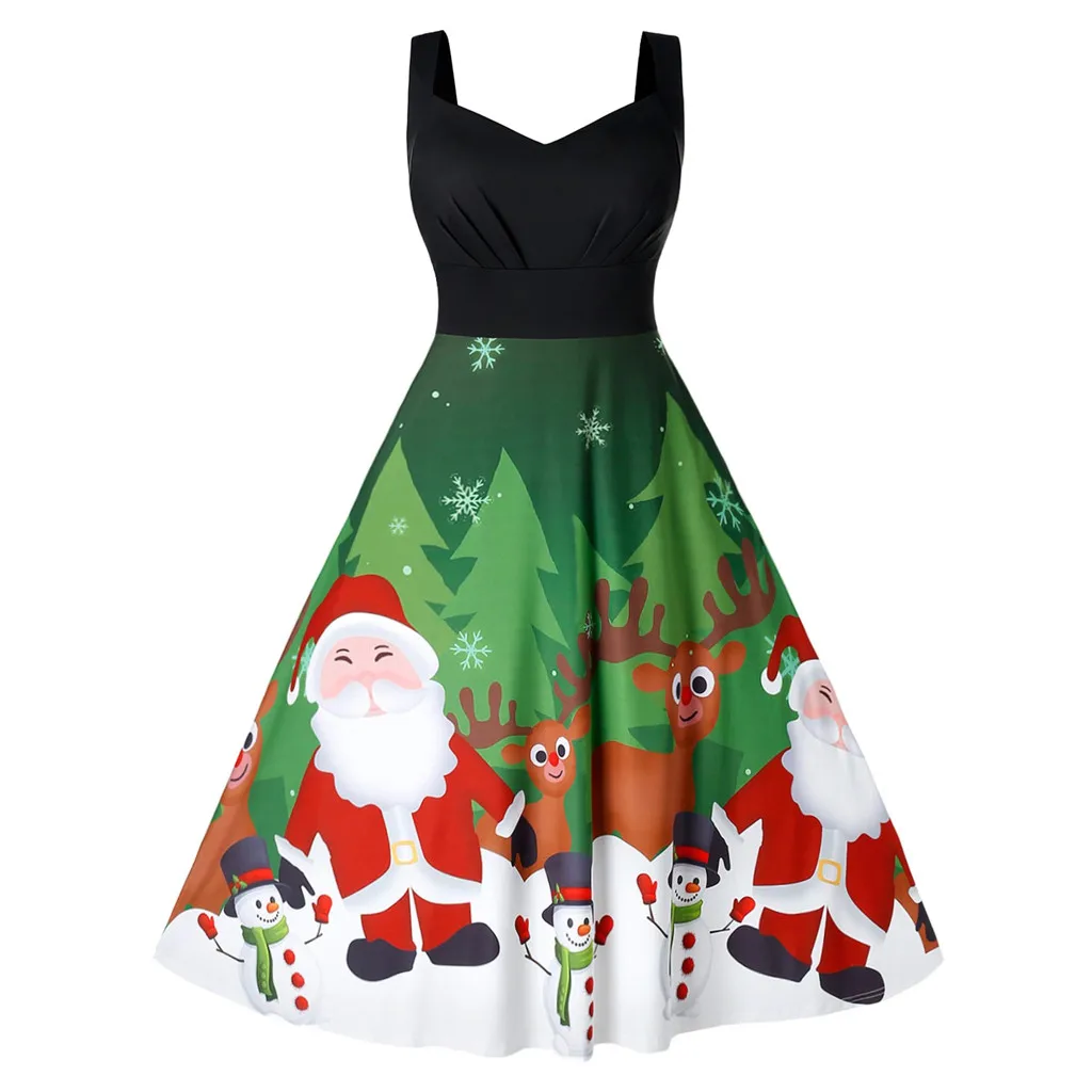 Модное рождественское женское платье с длинным рукавом, Рождественский принт музыкальных нот, винтажное расклешенное платье, женское платье, hiver# guahao - Цвет: B