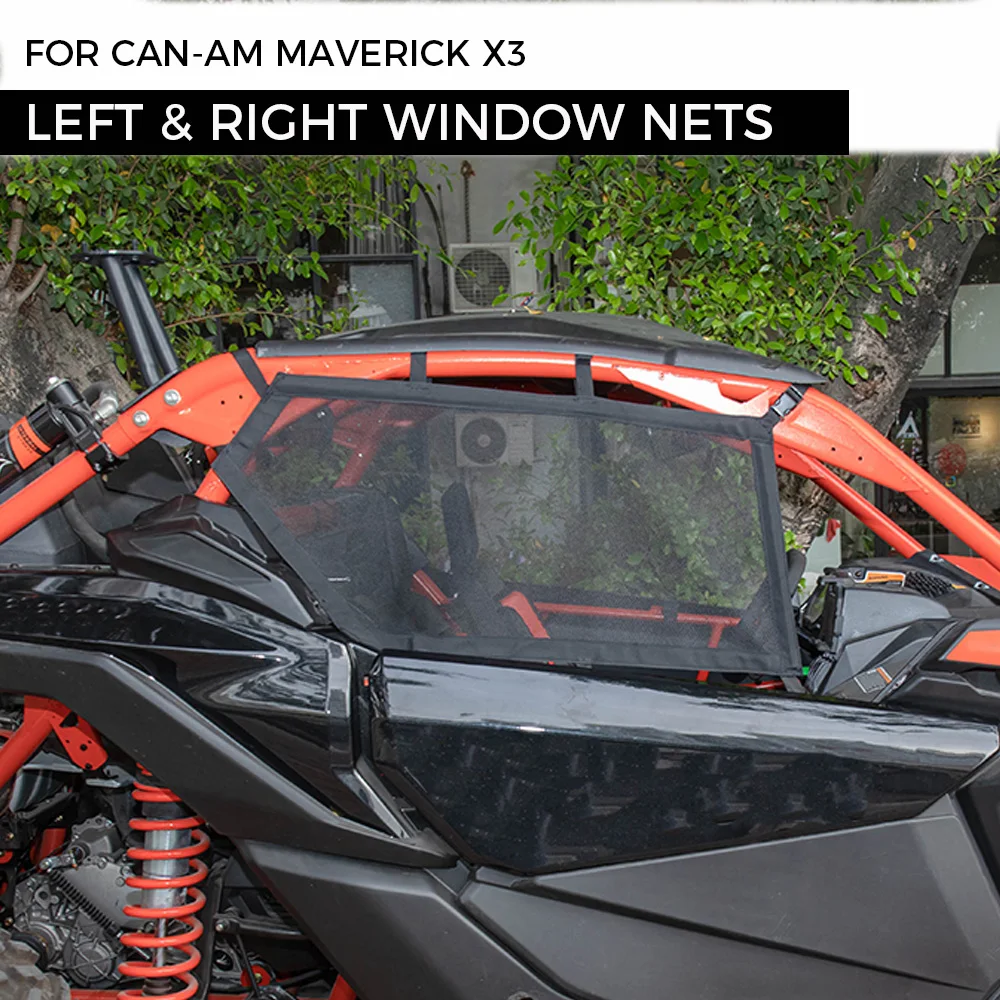 UTV Pair Left & Right Window Nets Safety Protective Net for Can-Am Maverick X3 canam can am 2017-2021