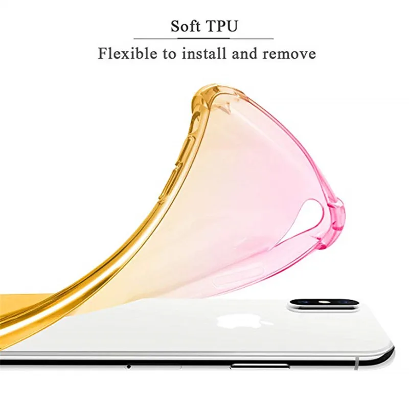 Прозрачный градиентный противоударный чехол для телефона iPhone 11 Pro Max 6S 7 8 Plus X XR XS MAX TPU Airbag Drop-proof защитный чехол