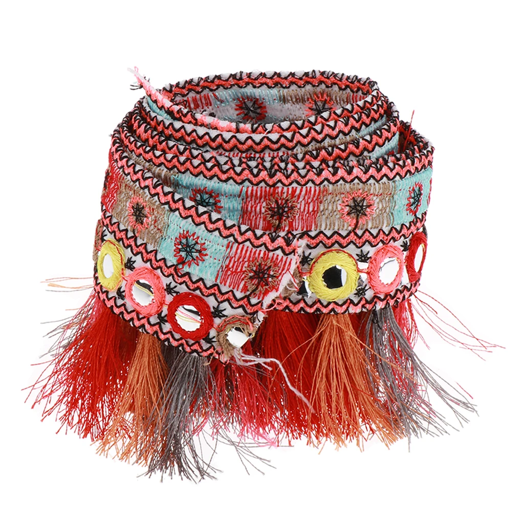 Prettyia 1 Yard Ethnic Cotton Jacquard Ribbon Tassel Fringe Trim DIY Crafts