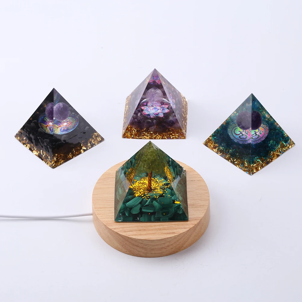 1pc Pyramide D'orgonite Arbre De Vie Pierre Naturelle Cristal