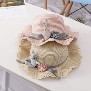 

children girls sunscreen sun hat little girl summer beach hat wave straw hat fashion fisherman headdress kids cool hat