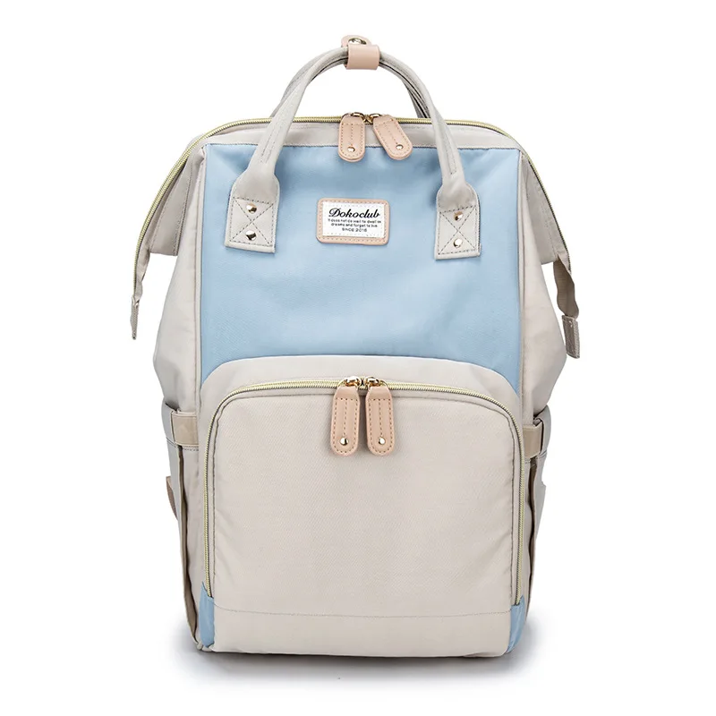 Light Blue Многофункциональная сумка на плечо для беременных, бутылка для сумки для подгузников, Сумка с высокой емкостью, водонепроницаемый рюкзак - Цвет: Light Blue