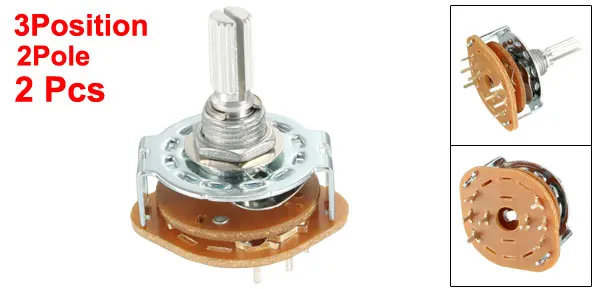 2P3T 2PCS uxcell 1/2pcs Rotary Switch Band Selector 2/3/4 Pole 3/4/5/6 Position Selectable 1-2 Deck for Easily Turned with/no Knob - Color: 2P3T 2PCS
