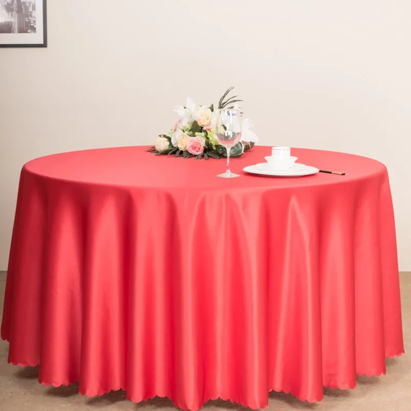 

Customizable Round Solid Color Satin Tablecloth Hotel Restaurant Wedding Reception Birthday Party Table Cover