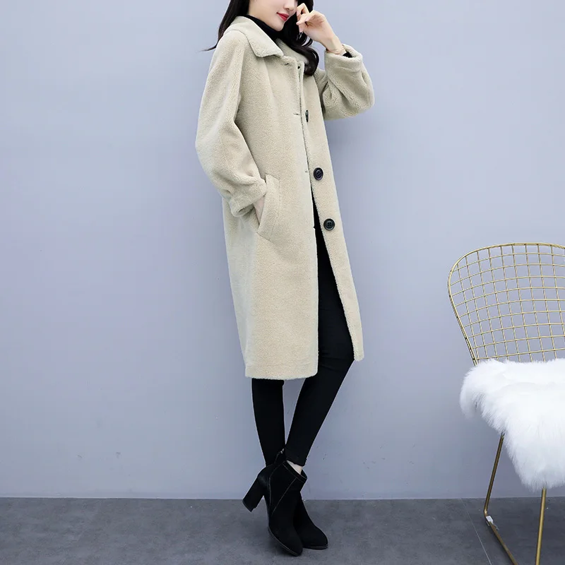 Элегантное осенне-зимнее женское длинное кашемировое пальто, куртка, повседневное однобортное шерстяное пальто, модная однотонная верхняя одежда