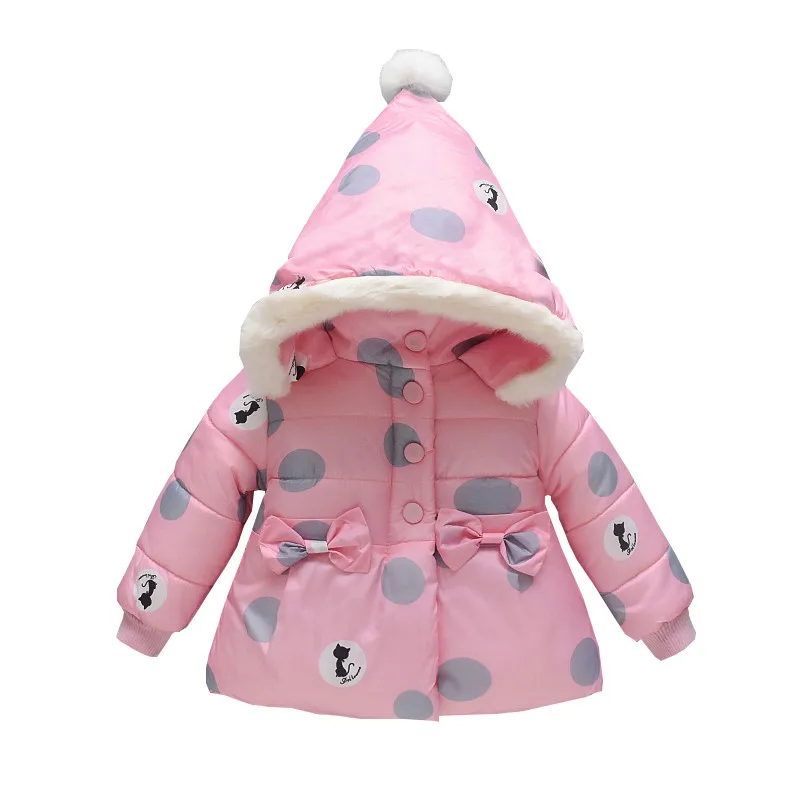 Baby Girls Boys Winter Coats Winter Dot Print Infant Cute Hooded Jacket For Girls Kids Baby Velvet Coat Autumn Outwear