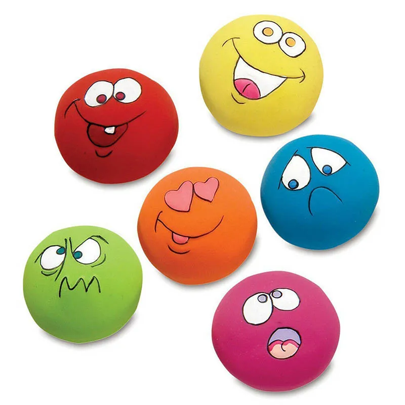 De mordedores de juguete para perros mascotas juego pelota chillona juguete con cara buscar brillante bolas suministros de perro cachorro Juguetes pelota perro