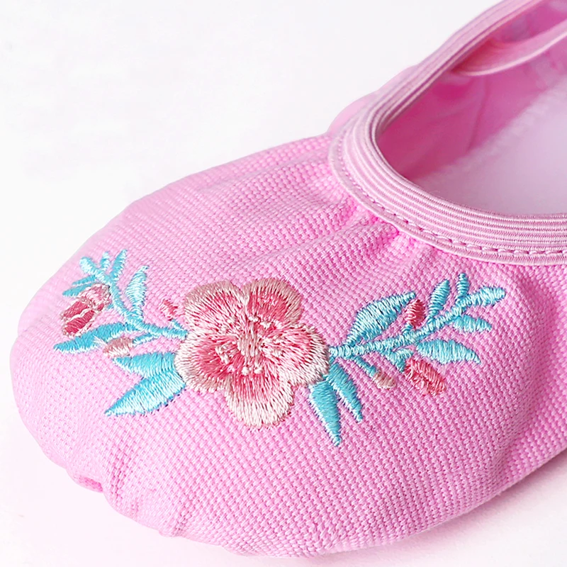 Girls Ballet Shoes Embroider Kids Dance Slippers Split Sole Gymnastics Dancing Shoes