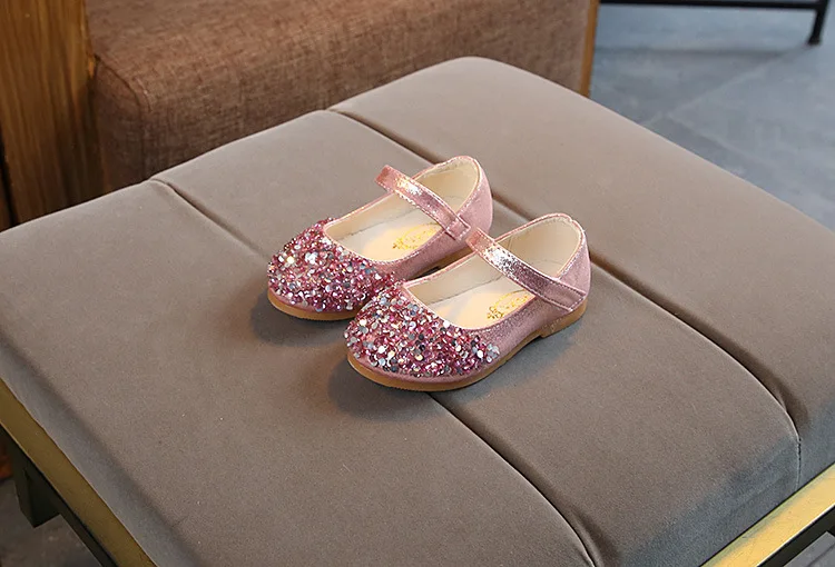 Весенне-Осенняя детская обувь для девочек; обувь принцессы с блестками и стразами; блестящая танцевальная обувь для студентов; обувь для девочек; детская обувь