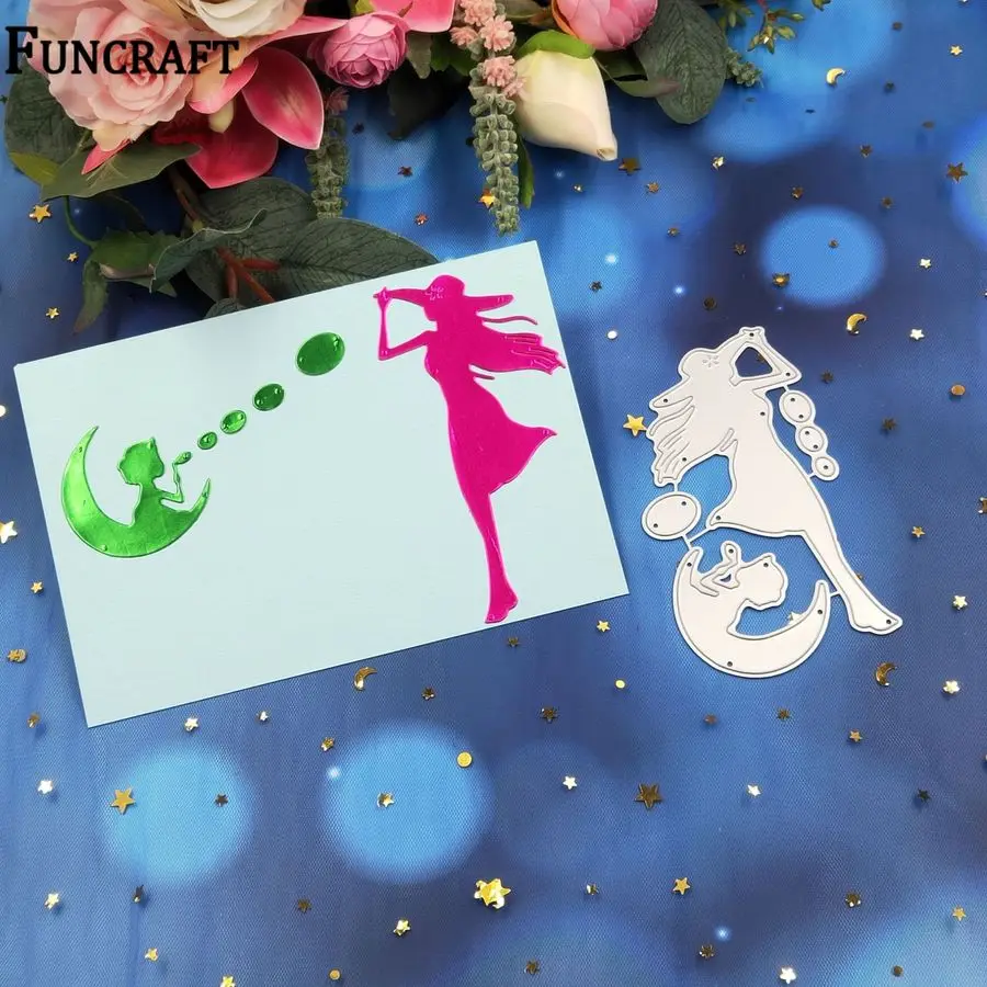 Baby Sitting on Moon Beautiful Angel Metal Cutting Dies Alinacraft Die Cuts for Scrapbooking Card Making Easter | Дом и сад