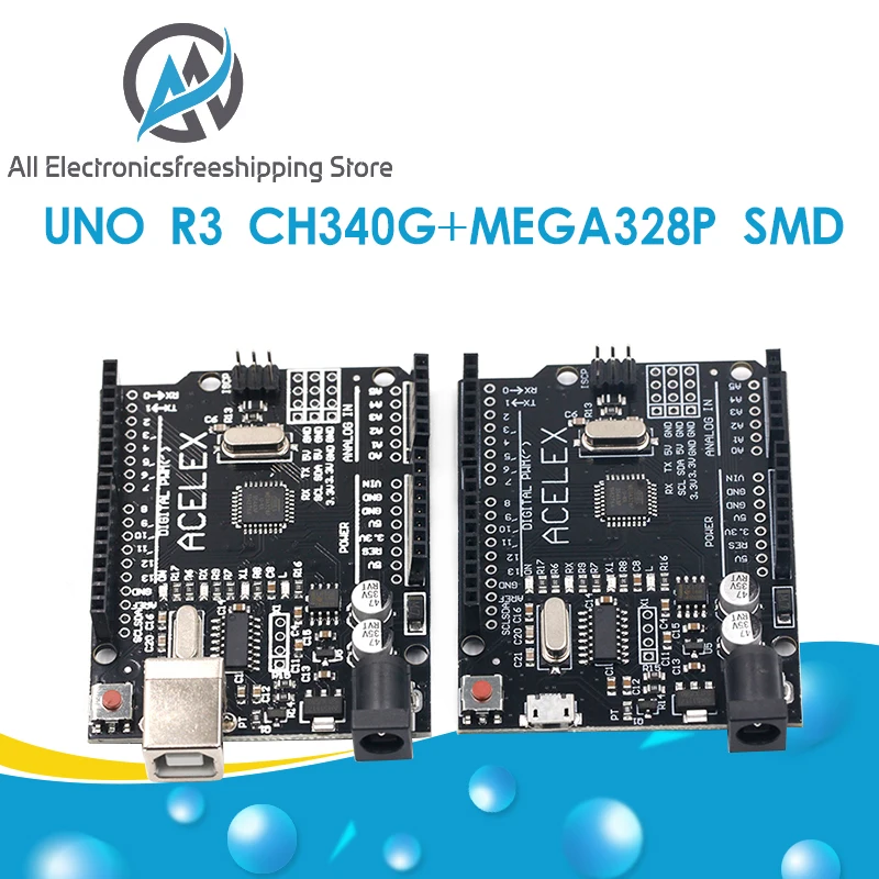 UNO R3 CH340G + MEGA328P SMD чип 16 МГц для Arduino плата разработки USB кабель ATEGA328P один комплект |