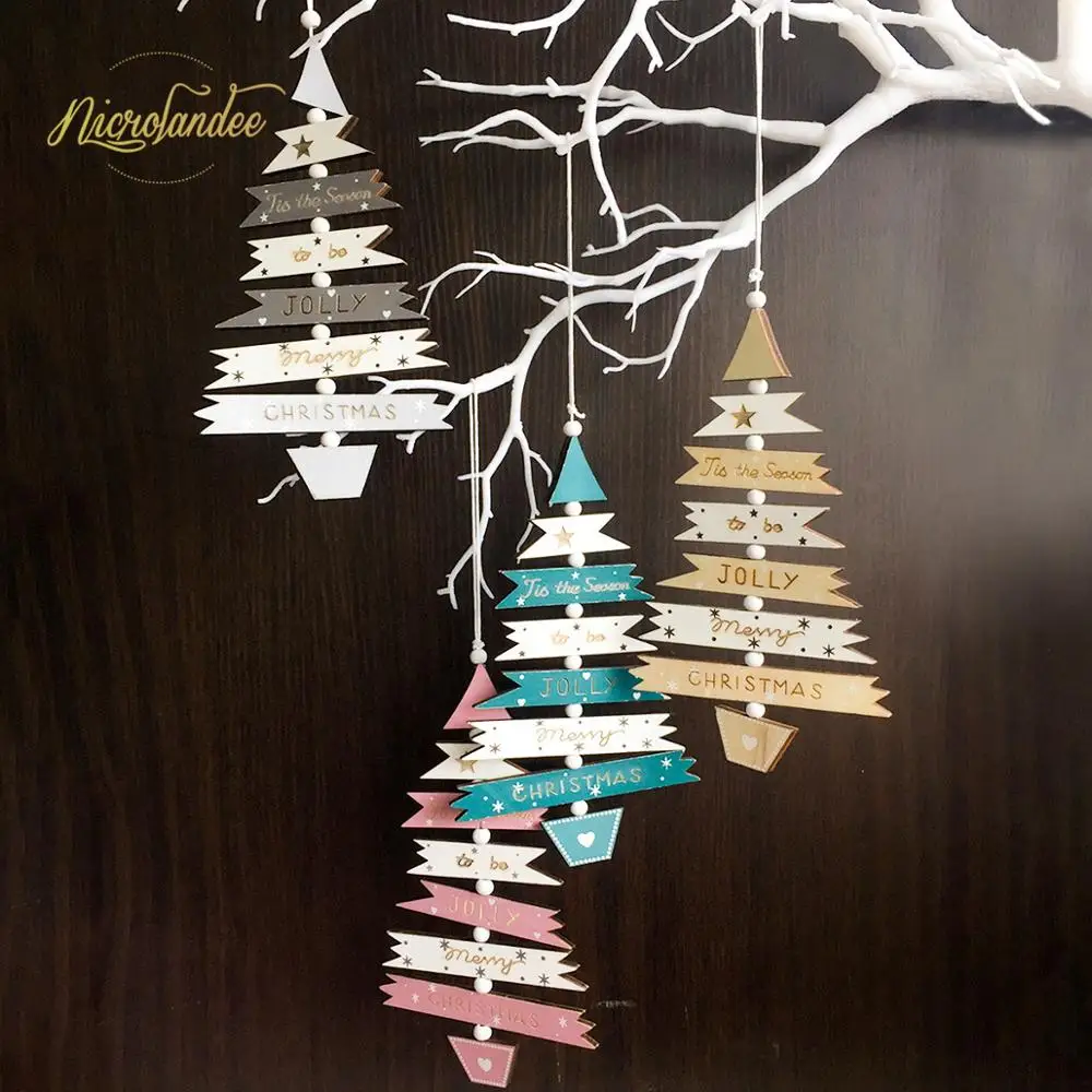 

NICROLANDEE Wooden JOLLY Merry Christmas XMAS Ornaments Pendants Cute Lovely Decoration Party Decor New Home DIY 64