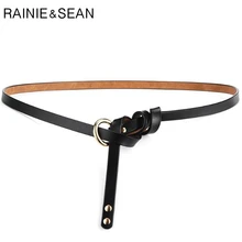

RAINIE SEAN Real Leather Women Belt For Dresses Black Genuine Leather Knot Belt Women Brand Ladies Spring Summer Circle Belt