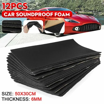 

12pcs 50x30cm 6mm Car Soundproof Deadener Anti-noise Cotton Sound-absorbing Heat Closed Insulation Mats