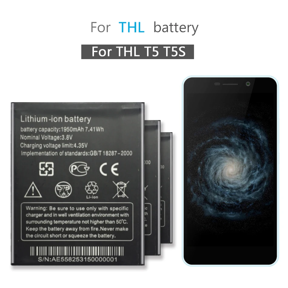 Для THL T5 T5S сменный полимерный литий-ионный аккумулятор 1950mAh Для THL T5 T5S аккумулятор для мобильного телефона+ номер отслеживания
