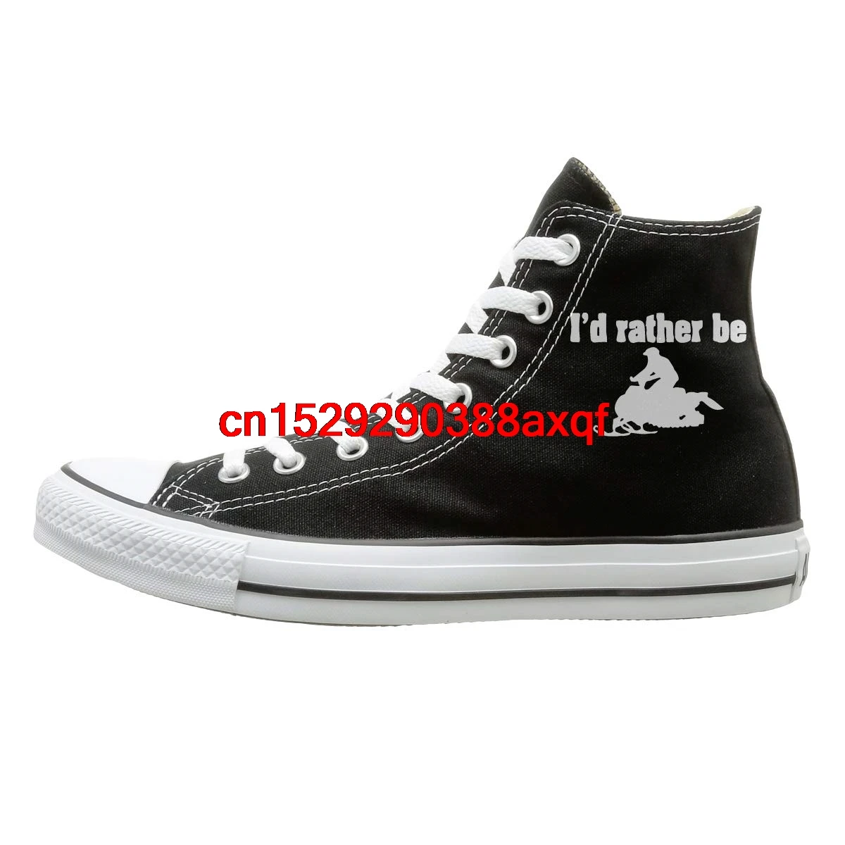 

Canvas Shoes I'd Rather Be Snowmobile Rider Silhouette 1 Fashion High Top Lace Ups Sneaker For Men Women