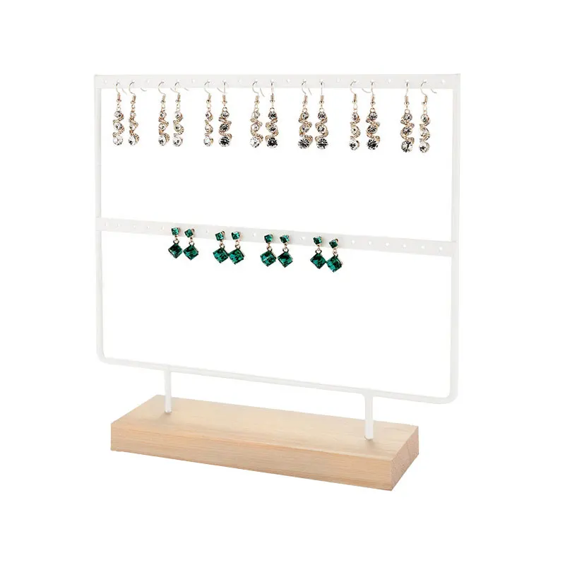 

Professional New Wooden Dish Stainless Steel Earrings Charm Jewelry Necklace Ring Organizer Display Holder Stand Rack Storage