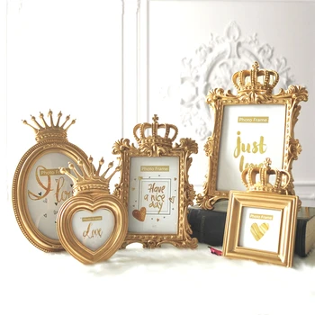 

5pcs/set European Resin Crown Photo Frame 4/6/7inch Gold Bird Creative Vintage Picture Frame Family Frame Photo Frames