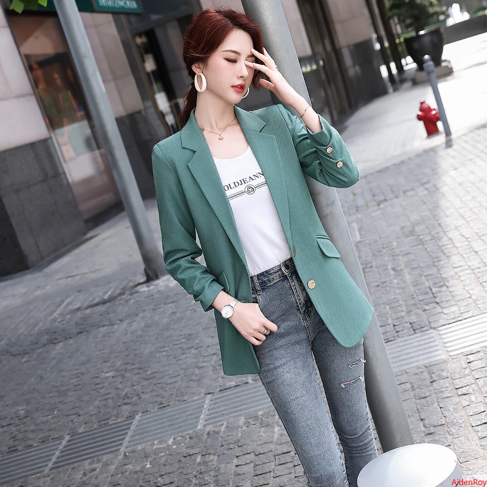 Blazer Decontracte A Double Bouton Pour Femme Veste Et Haut A Cape Couleur Unie Vert Clair Kaki Nouvelle Collection Hiver Aliexpress