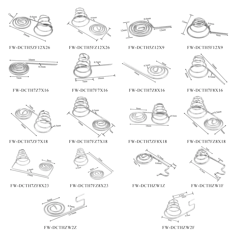 

AAA AA Battery Spring 0.6mm Wire Diameter Nickel Plating 1000pcs Bag Single & Double Positive Negative