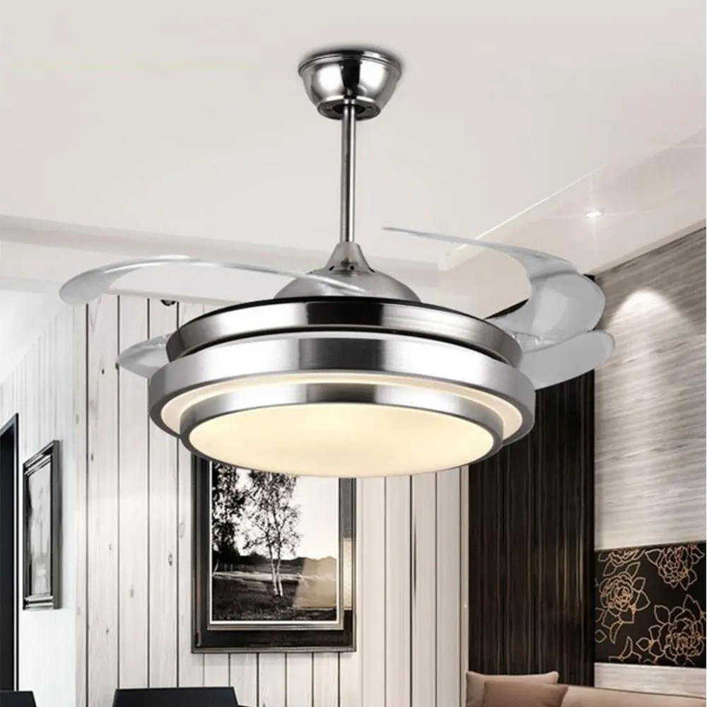 Modern Minimalist LED Fan Light Living Room Dining Room Bedroom Ceiling Room Lighting ceiling fans with lights Free Shipping