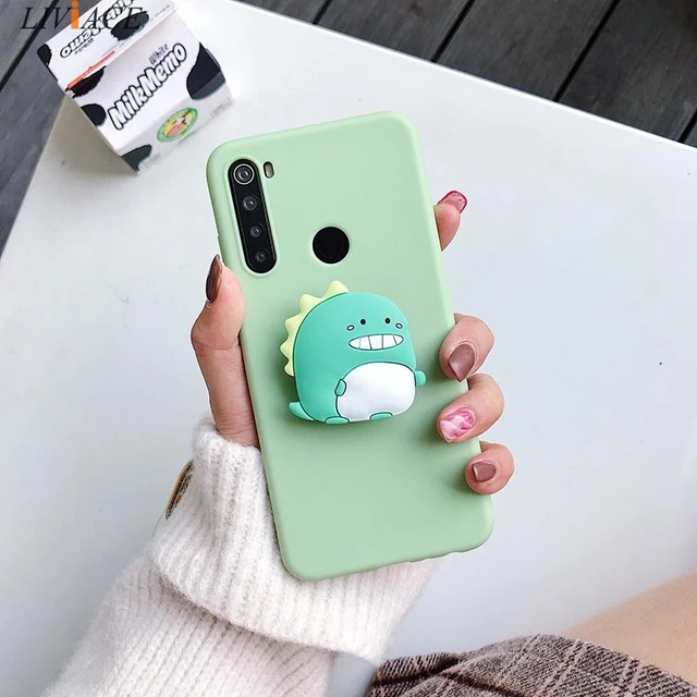 3D Silicone Cartoon Phone Holder Case For Xiaomi Redmi Note 10 Redmi Note 10 Pro Note 10S 9 8T K30 Pro K40 Pro mi poco F3 Cover green case dinosaur