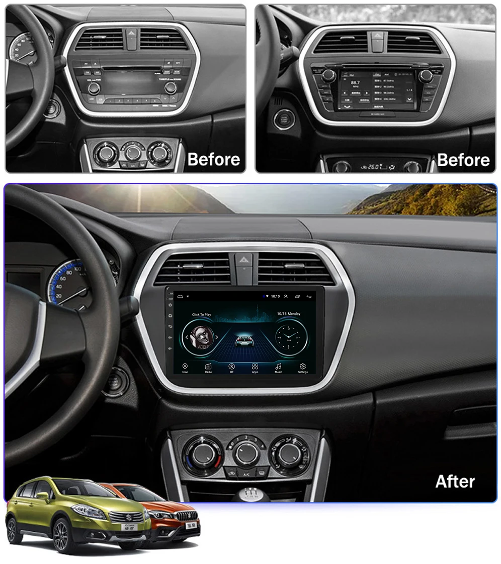 Автомобильный dvd-плеер для Suzuki S-CROSS gps навигация- Автомобильная магнитола Android 8,1 с OBD iPhone Carplay hands free no one din