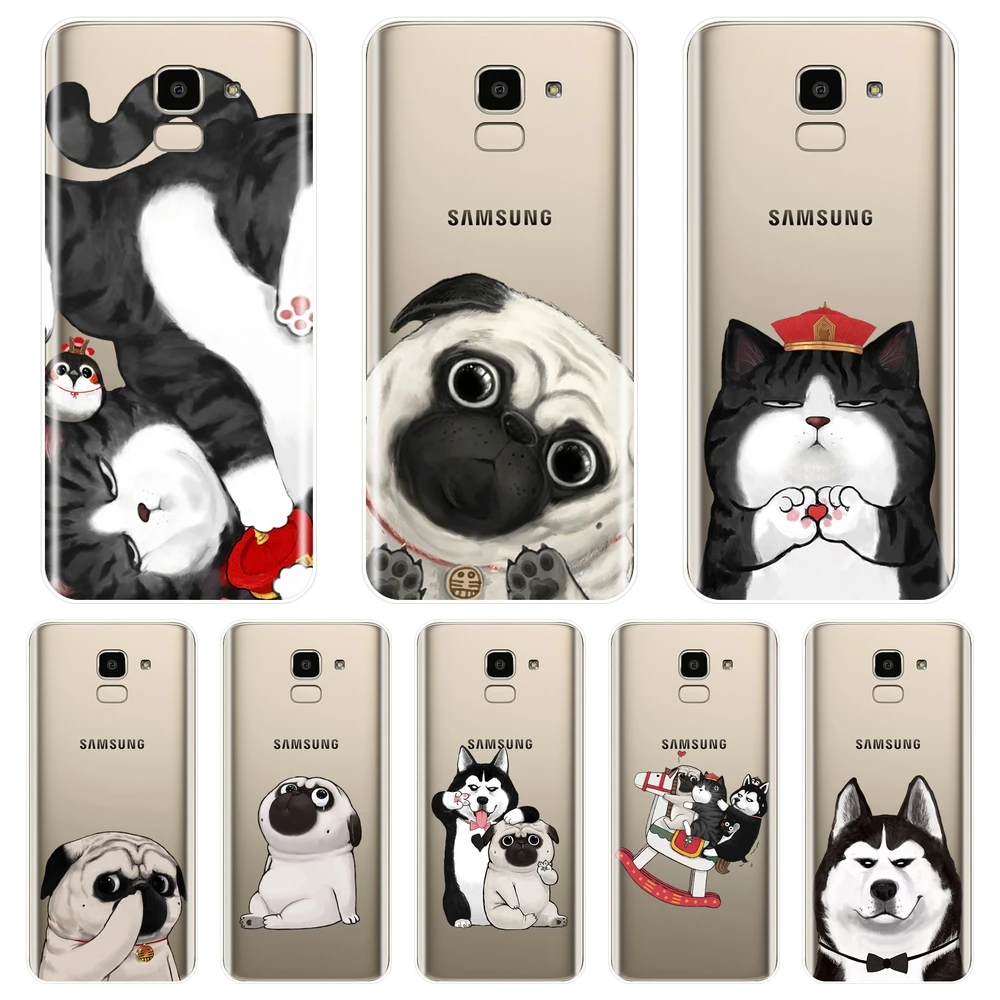 

Phone Case For Samsung Galaxy J4 J6 J8 Plus 2018 J2 J5 J7 Prime Pug Dog Silicone Back Cover For Samsung J3 J5 J7 2015 2016 2017