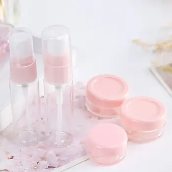 

6Pcs Plastic Travel Bottle Set Leakproof Portable Cosmetic Spray Empty Dispenser Transparent Cream Box Container