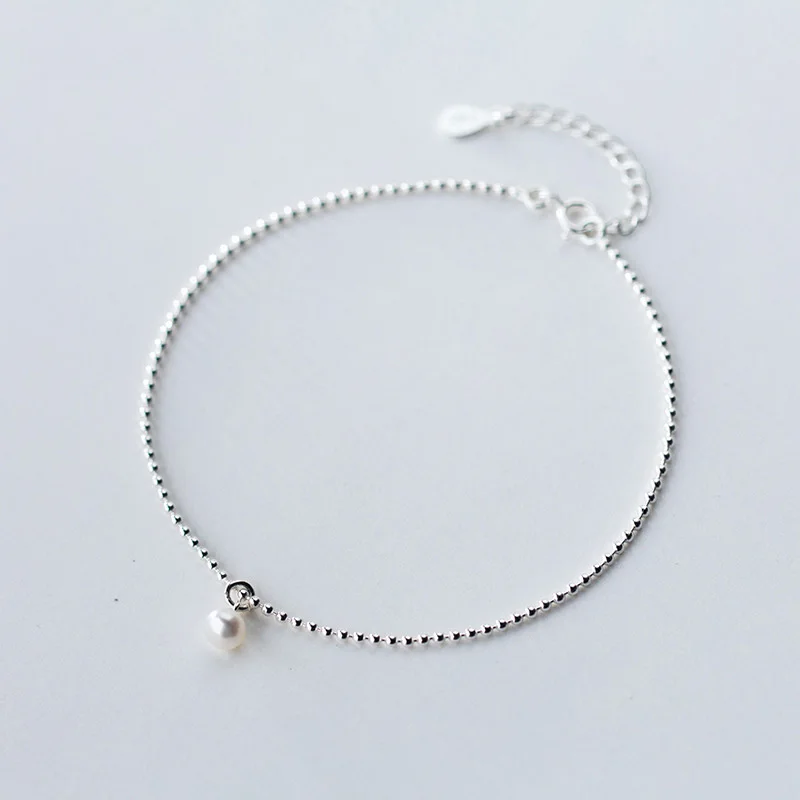 Anklet 925 sterling silver Round Ball Bead Bracelets Chain Anklet for Women Girls Friend Foot Barefoot tobilleras de plata