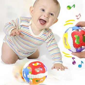 

Baby Rattles Soft Rubber Musical Cartoon Hand Fitness Knocking Ball Rattle Early Educational Colorful Hand Bell Infant Kids Toy