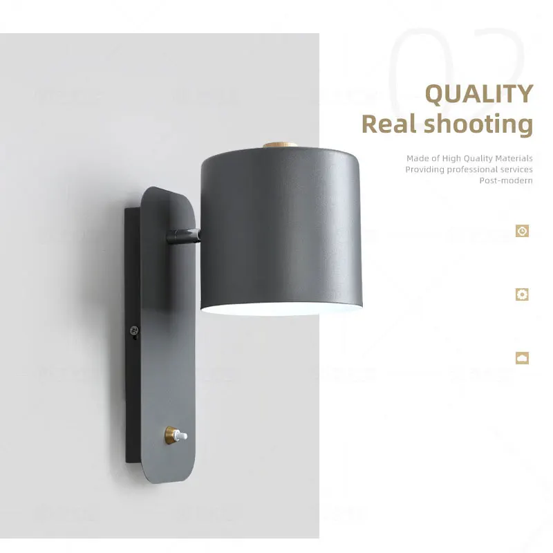 Nordic modern LED E27 5W wall light home improvement iron and wood wall light for foyer study bedroom bedside wall lamp