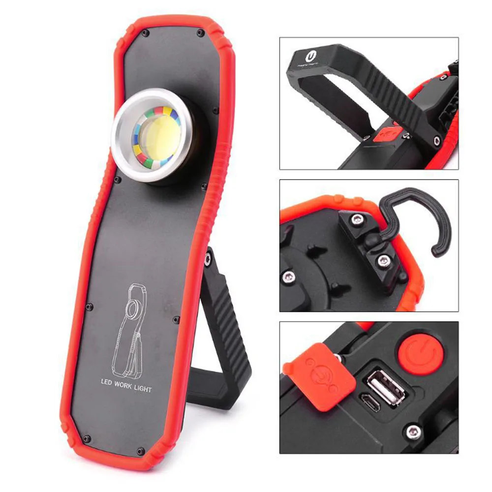 40W Strong light portable flashlight USB Rechargeable COB working lamp Waterproof camping lamp with magnet hook