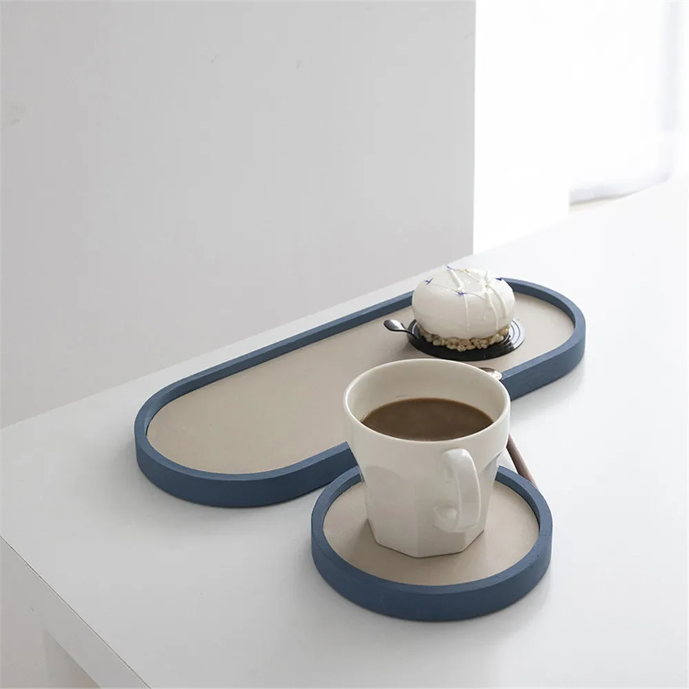 

Chic Nordic Wood Storage Plate Scandinavian Minimalist Round Oval Dessert Cake Tray Jewelry Display Storage Tray for Home Decor