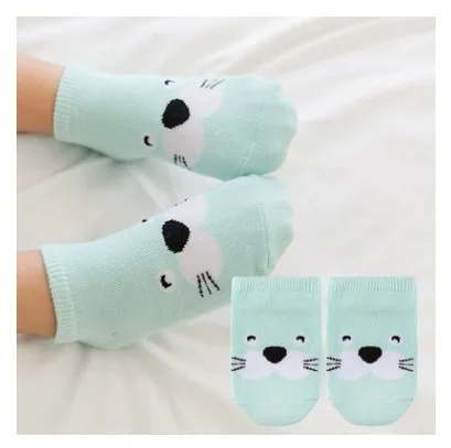 Одноцветные Носки с рисунком для малышей, милые Нескользящие хлопковые носки-тапочки для малышей, гетры до щиколотки для новорожденных, Calcetines, для детей 0-2 лет - Цвет: 11
