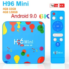 H96 мини 4 Гб 128 ГБ 32 ГБ Android 9,0 ТВ коробка Allwinner H6 четырехъядерный 6K H.265 5G Wifi netflix Youtube H96mini Buletooth телеприставка