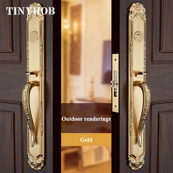 

TINYHOB 1 Set Villa Hotel Restaurant Classic Door Handle Universal Direction Door Lock Set Entrance Gate Golden Door Hardware