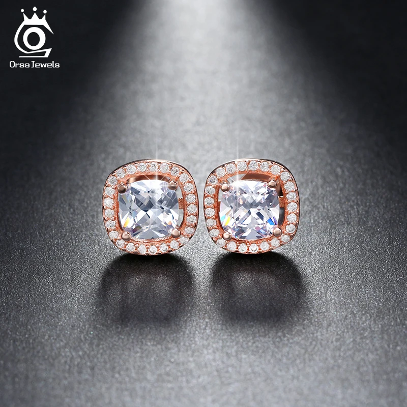 ORSA JEWELS 1ct Cushion Cut многоцветный Цирконий хрустальные серьги гвоздики для девочек