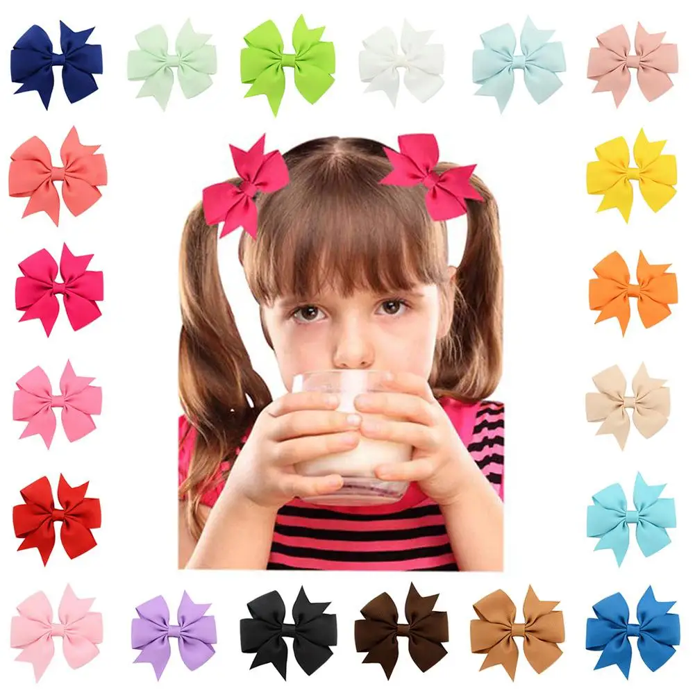 

20Pcs Kids Baby Girls Hair Bins Mixed Color Ribbon Barrette Hair Decoration Mini Bow Hair Clip Hairpin Hair Jewelry for Kids