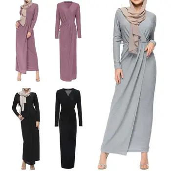 

Women Glitter V Neck Party Dress Elegant Abaya Kaftan Cocktail Gown Muslim Islamic Arab Turkish Maxi Robe Long Sleeve Dress New