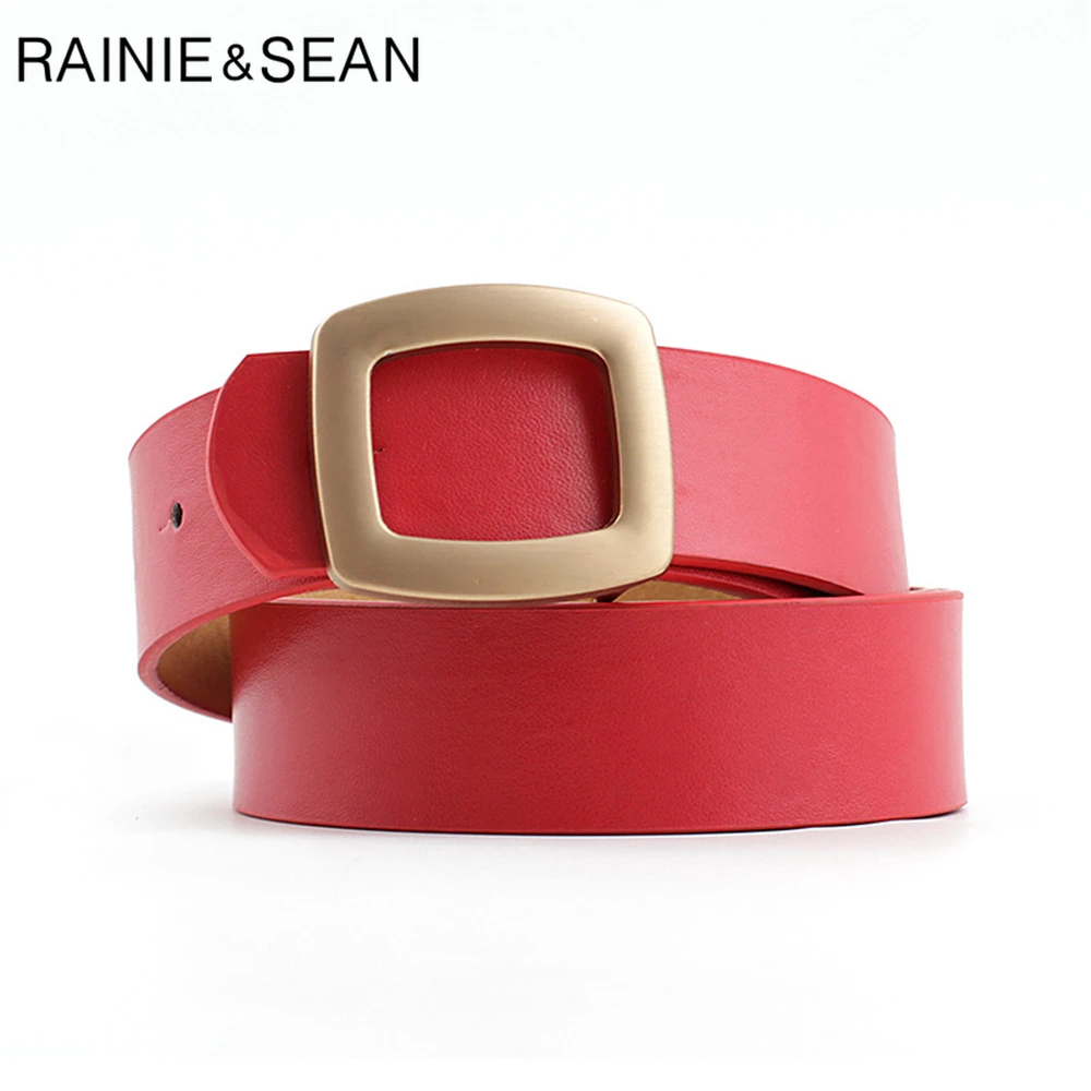 RAINIE SEAN Vintage Buckle Women Belt for Trousers Red Belt Women Pu Leather Ladies Fashion Belt Apparel  Accessories