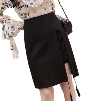 

High Street Casual Women Skirts Asymmetry Split Stretch Large Size Skirts For Woman Elegant New 2020 Summer Fashion Midi Skirts