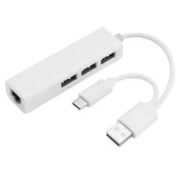 

Hot Sale USB Hubs Multi-function USB2.0 Hub Type C to Rj45 Lan Adapter Gigabit Ethernet USB Splitter Network Card