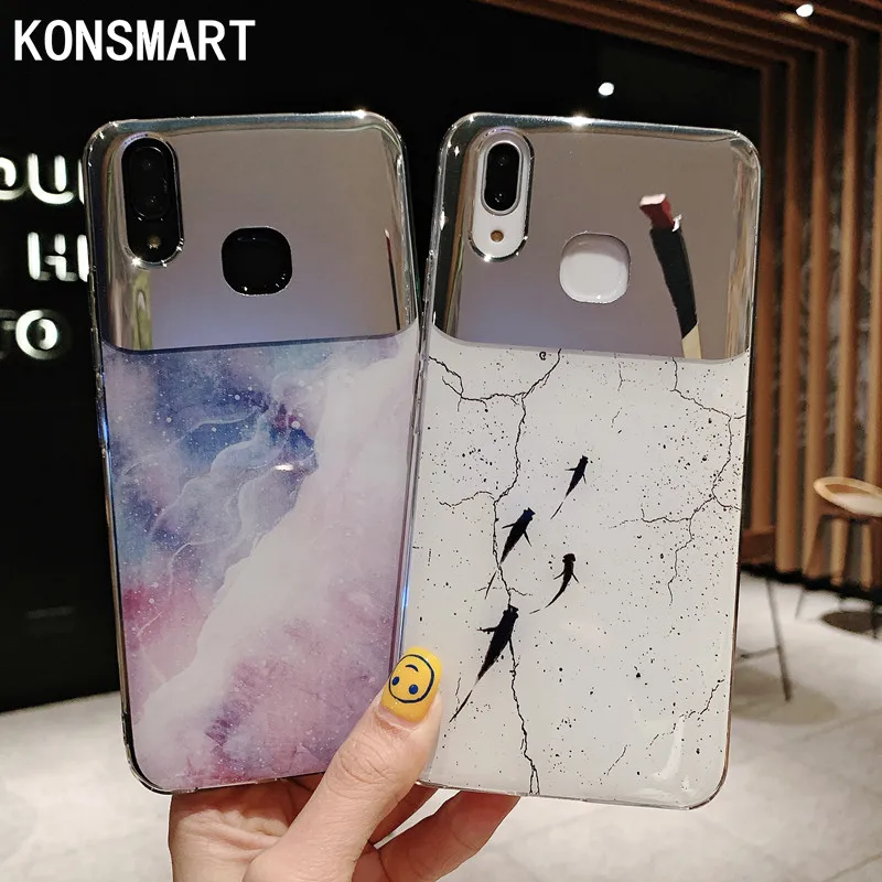 Realme 5 5Pro Case For OPPO Realme 3 3Pro TPU Soft Case Realme X Reno Reno-Z Reno2 Reno 2-Z Marble Mirror Phone Case KONSMART