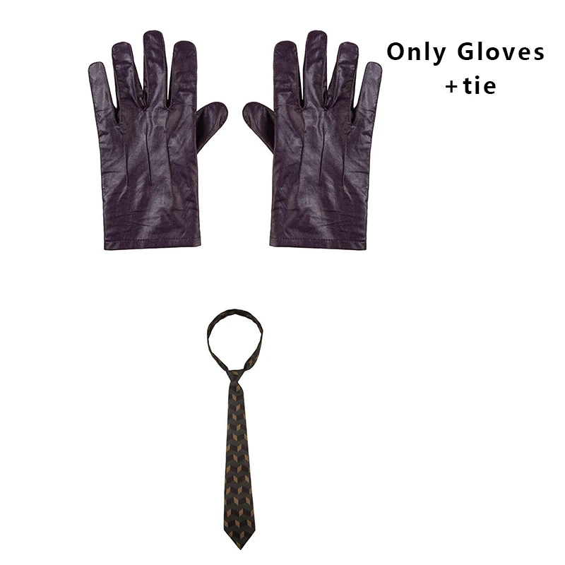 Only Gloves tie DC Темный рыцарь: возвращение костюм Джокера Косплей Бэтмен жилет с маской футболка костюм пальто Блейзер взрослый Хит Леджер Хэллоуин на заказ - Цвет: Only Gloves tie
